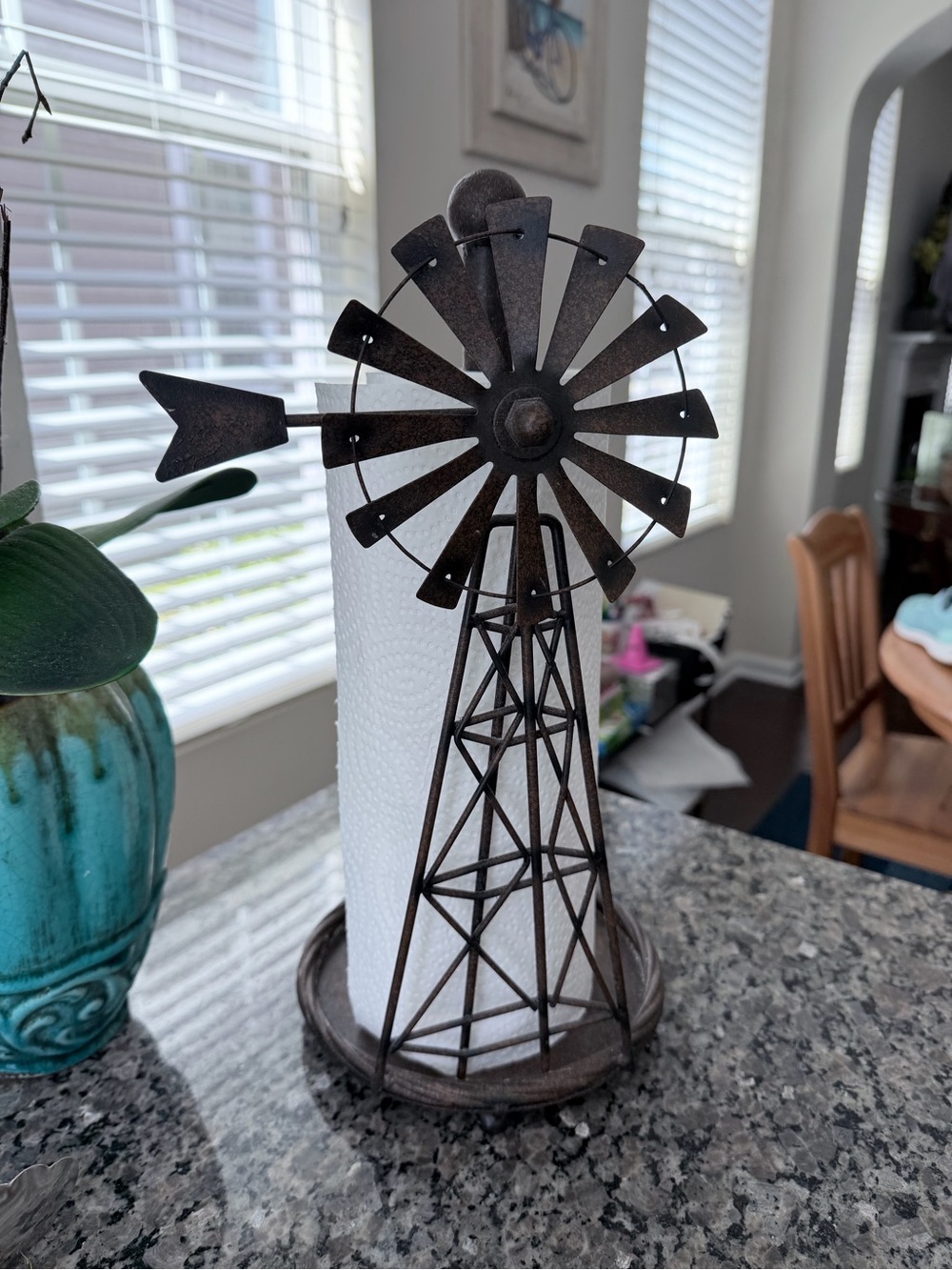 Rustic Metal Windmill Paper Towel Holder